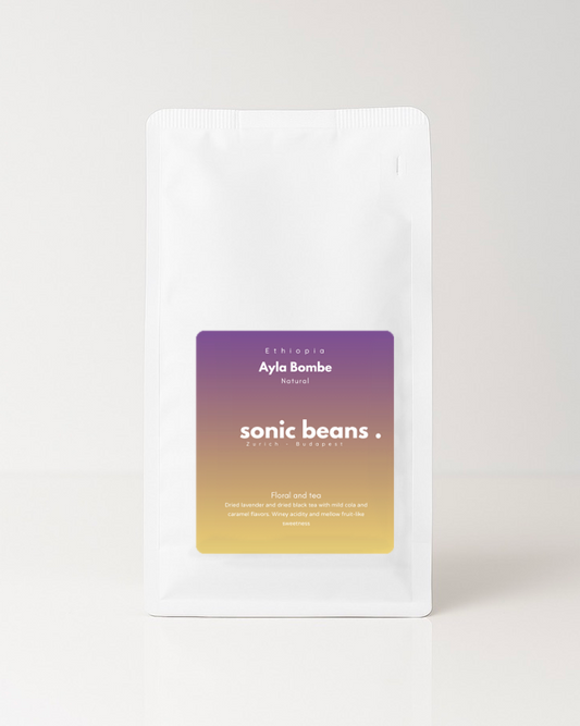 Prémium specialty kézműves világos pörkölésű kávékülönlegesség - Sonic Beans. Ayla Bombe. Származás: Etiópia