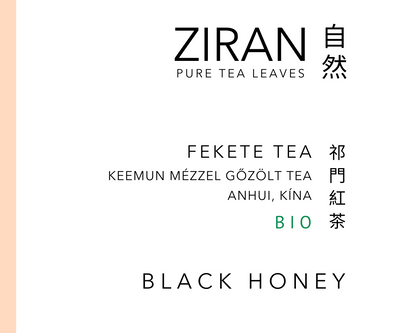 ZIRAN - kiváló minőségű, különleges, mézzel gőzölt fekete tea, ellenőrzött bio ültetvényről, Kínából. 