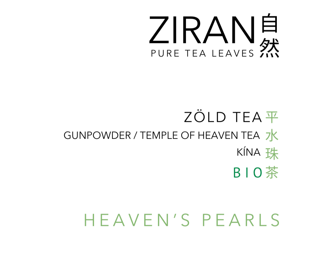 ZIRAN kiváló minőségű zöld tea, sodrott levelekkel - különlegesség BIO ellenőrzött gazdaságból  