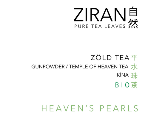 ZIRAN kiváló minőségű zöld tea, sodrott levelekkel - különlegesség BIO ellenőrzött gazdaságból  