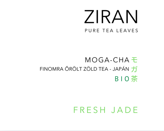 ZIRAN legkiválóbb minőségű BIO moga-cha - finomra őrölt japán zöld nyers tea - ellenőrzött bio gazdaságból